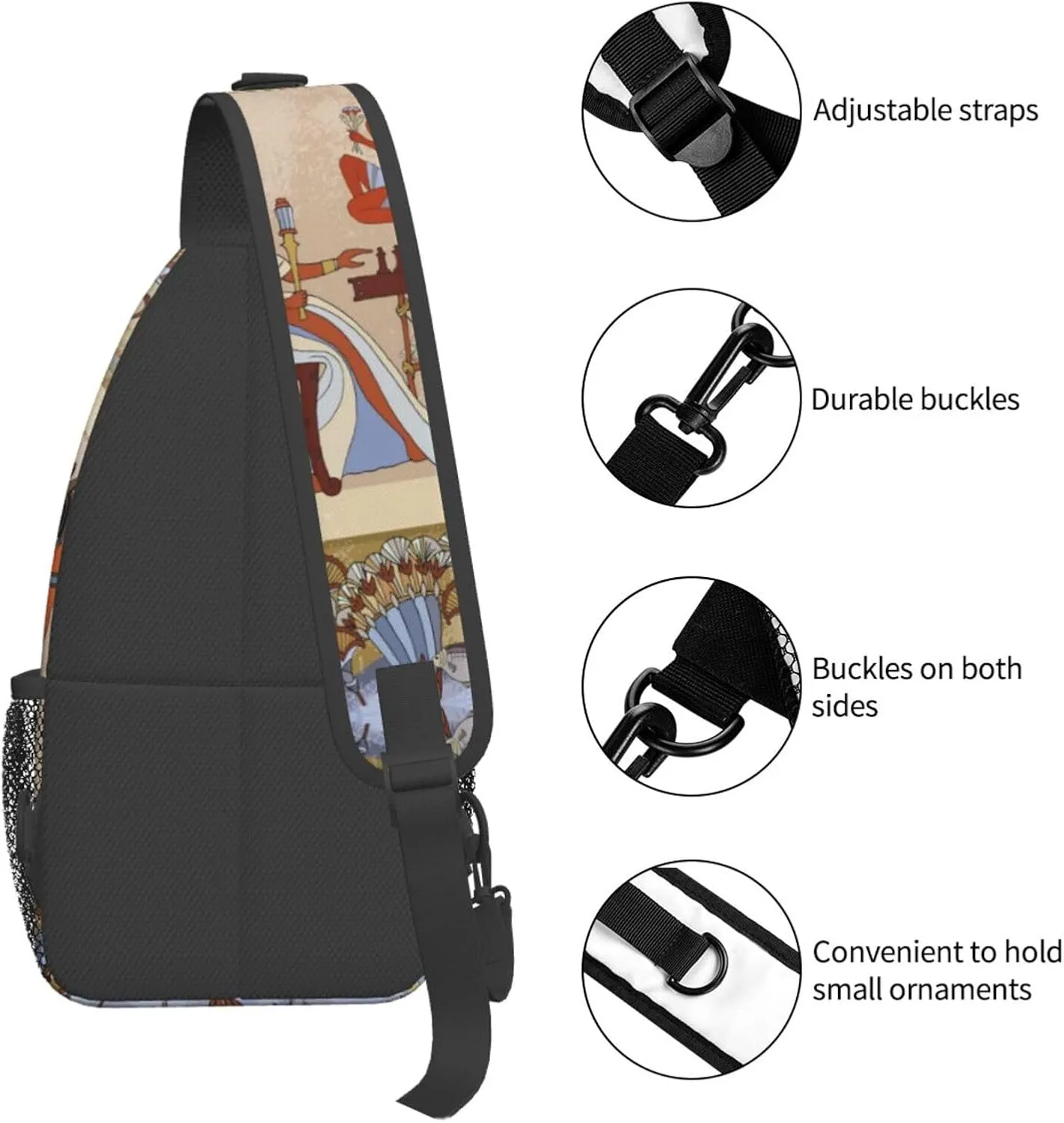 Egyptian Sling Backpack Chest Bag Crossbody Shoulder Bag Gym Cycling Travel Hiking Daypack For Men Women
