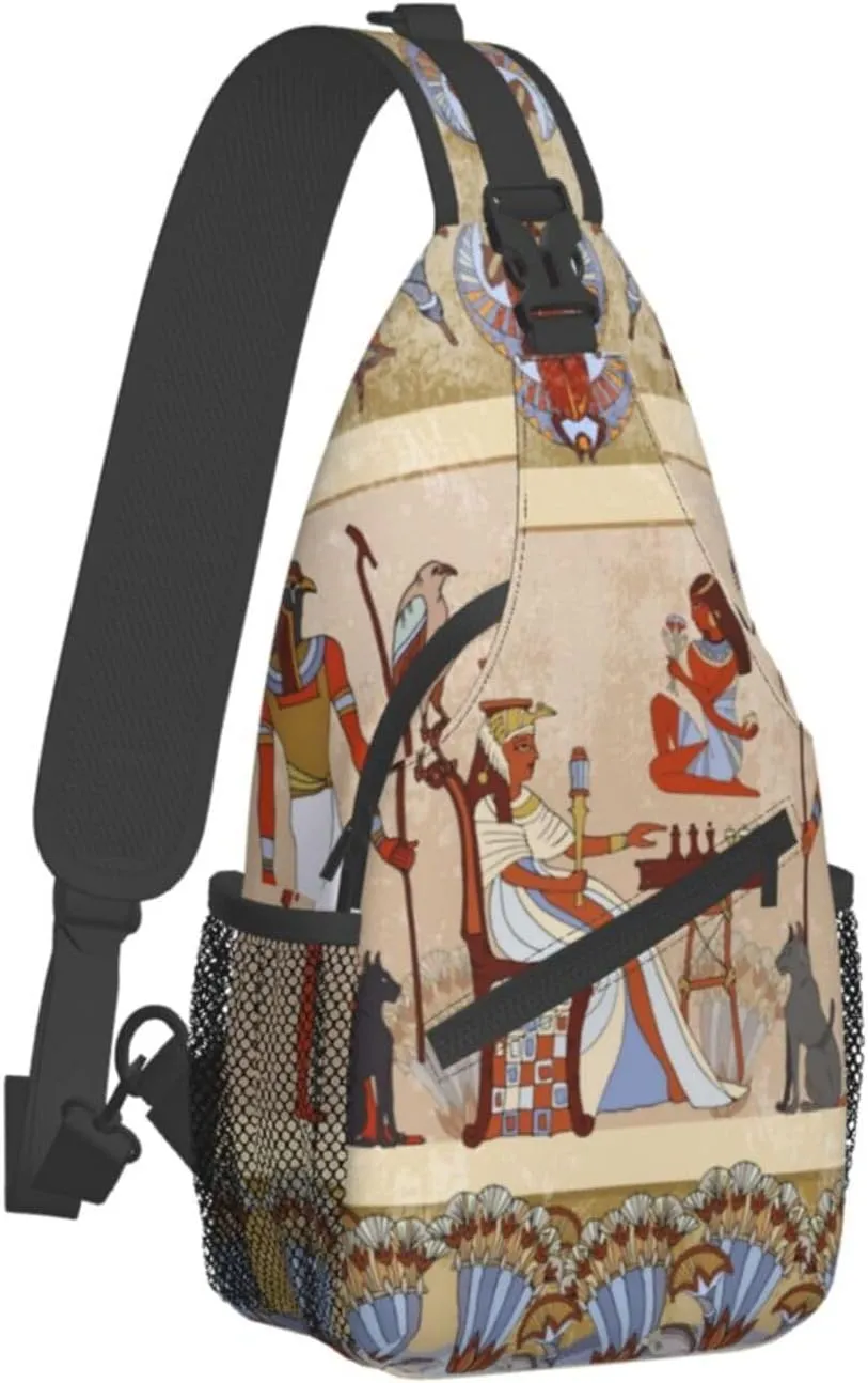 Egyptian Sling Backpack Chest Bag Crossbody Shoulder Bag Gym Cycling Travel Hiking Daypack For Men Women