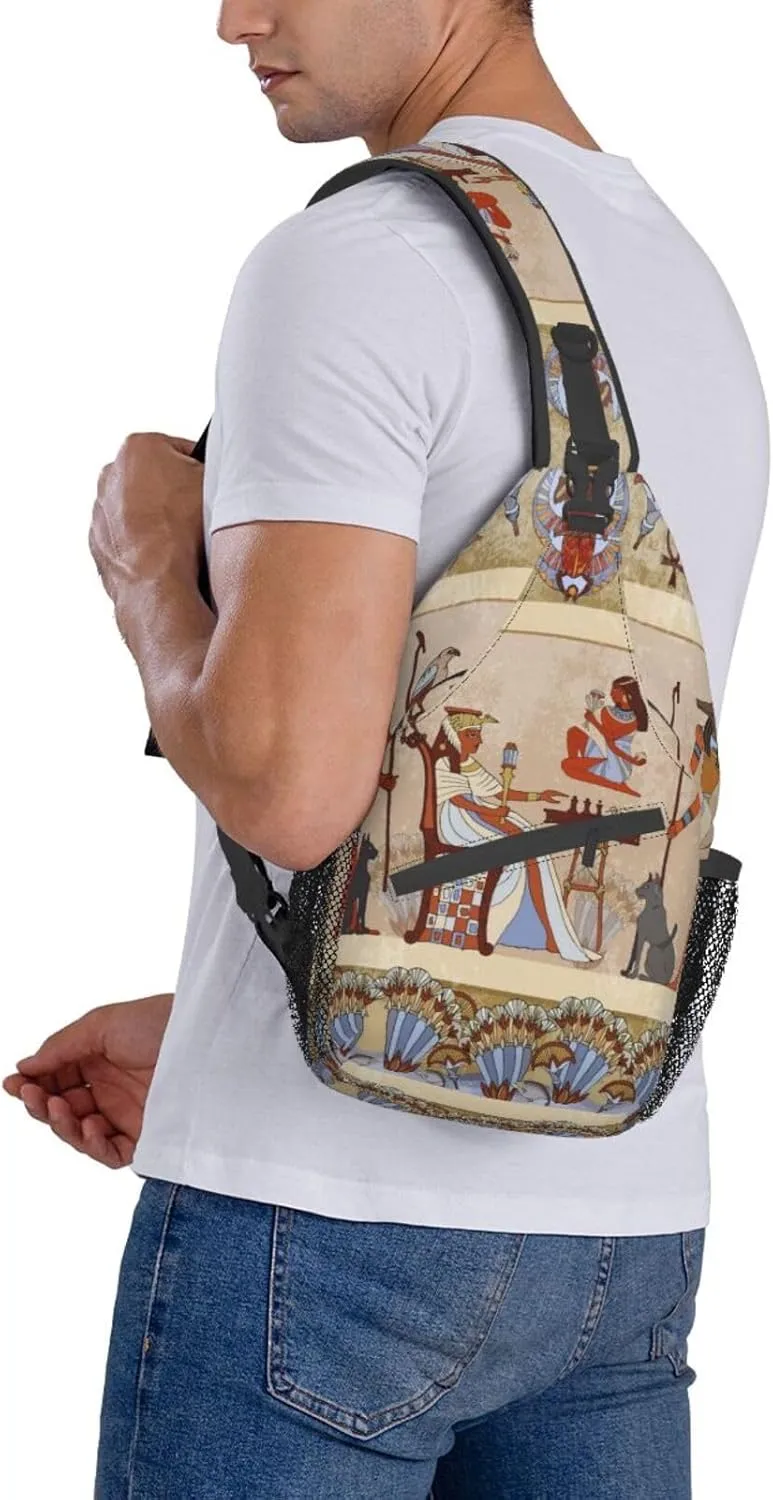 Egyptian Sling Backpack Chest Bag Crossbody Shoulder Bag Gym Cycling Travel Hiking Daypack For Men Women