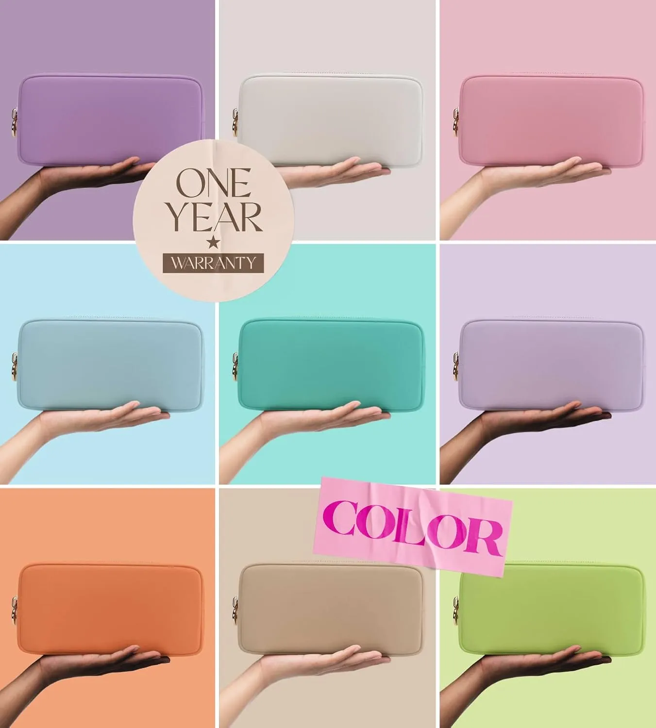 Embla Makeup Bag Travel Cosmetics Pouch and Toiletry Bag, Nylon Zipper Pouch Purse, Cute Make Up Organizer Storage Tote for Women Girls, Waterproof Travel Skincare Case, Small Makeup Bags, Black