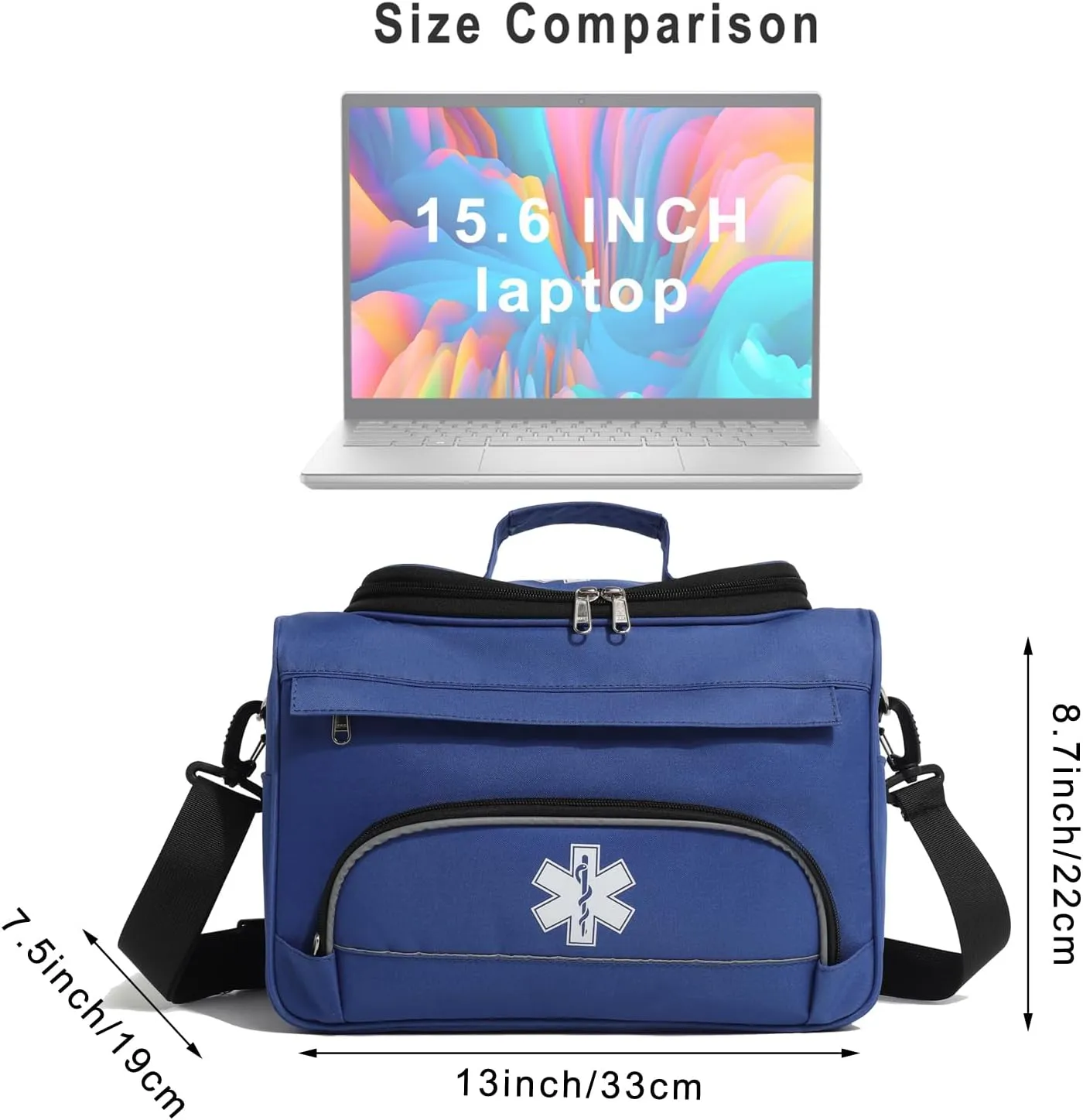 Empty Red First Responder Bag On Call Trauma Bag EMT First Aid Carrier for Paramedics and Emergency Medical Supplies Kit (Blue)