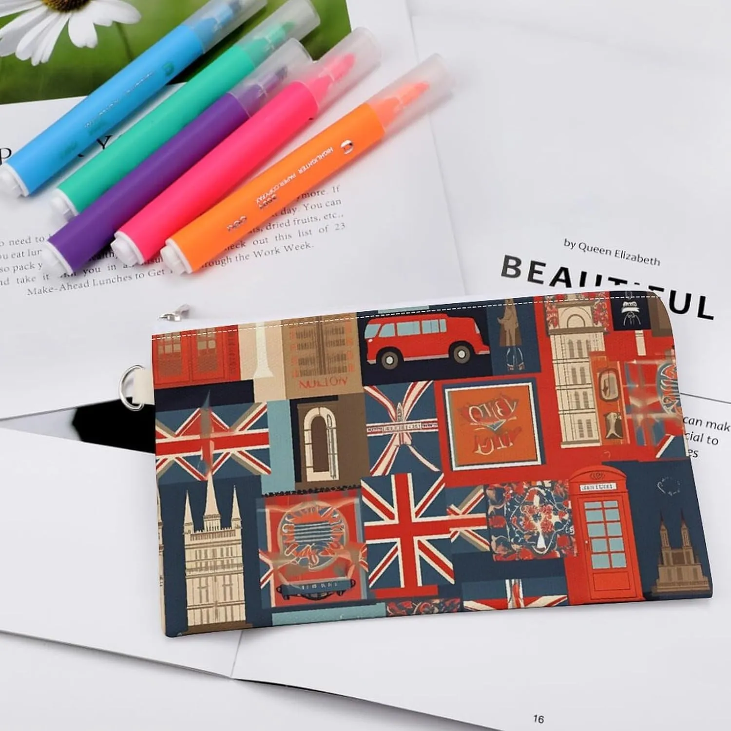 England Symbols Coin Purse Canvas Wallet Cute Change Purse Small Storage Bag with Zipper