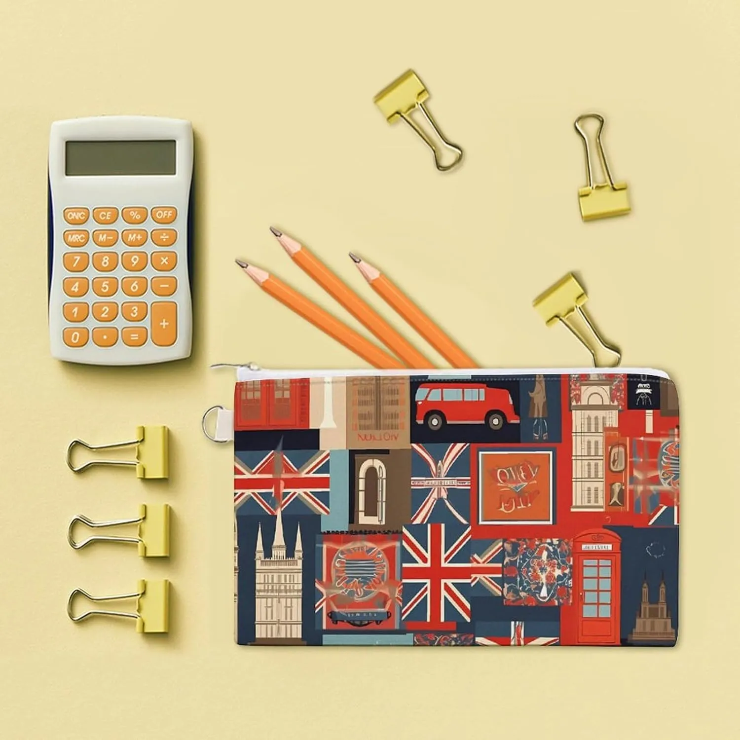 England Symbols Coin Purse Canvas Wallet Cute Change Purse Small Storage Bag with Zipper