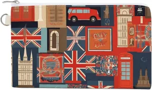 England Symbols Coin Purse Canvas Wallet Cute Change Purse Small Storage Bag with Zipper