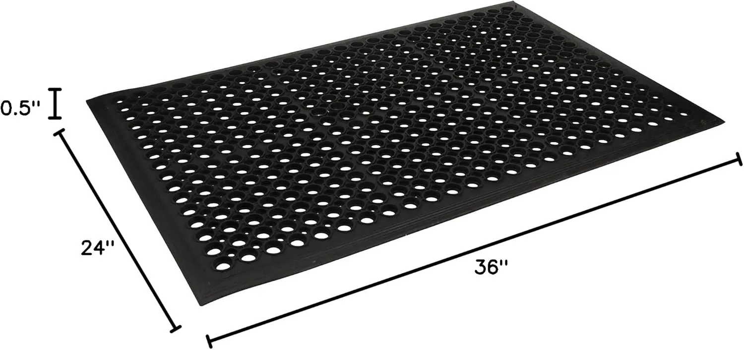 Envelor Anti Fatigue Rubber Floor Mat Non-Slip Restaurant Mat for Floors Bar Drainage Mat Doormat Utility Garage Home Slip Pool Entry 24 x 36 Inches
