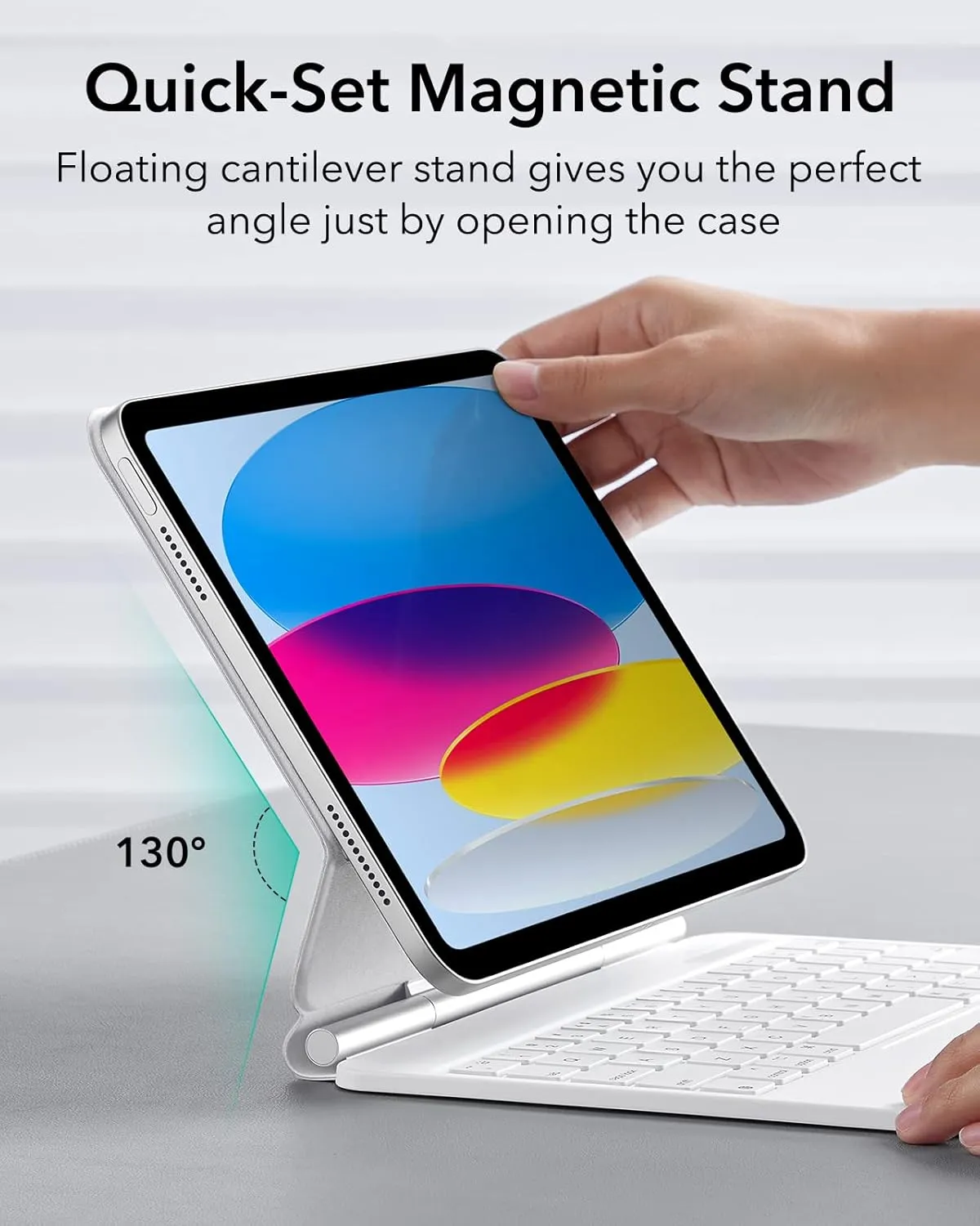 ESR iPad 11th(A16,2025)/10th Gen Case with Keyboard, Magic Keyboard for iPad 10.9, Floating Cantilever Stand, Springy Backlit Keys, Multi-Touch Trackpad, Rebound Series, White【NOT for Air 11/Pro 11】