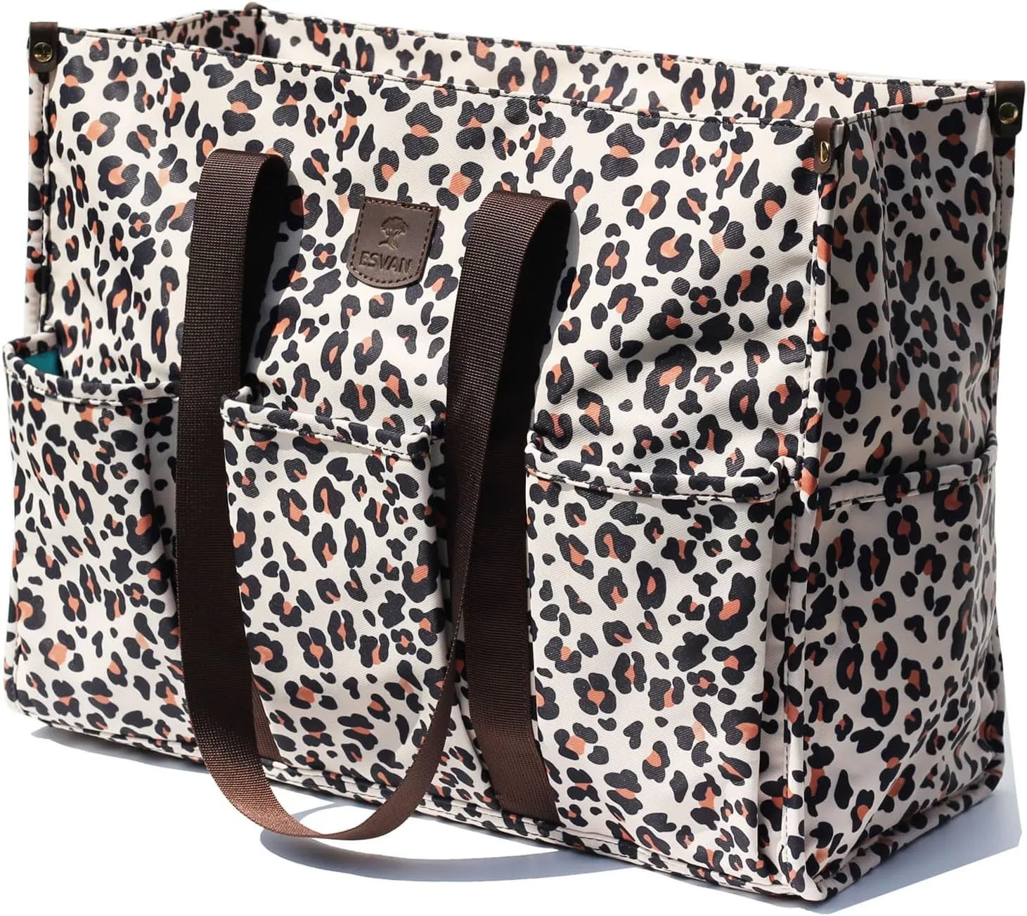 ESVAN Utility Tote Bag with Zip Top Waterproof Teacher Tote Bag for Teacher Work Women Beach