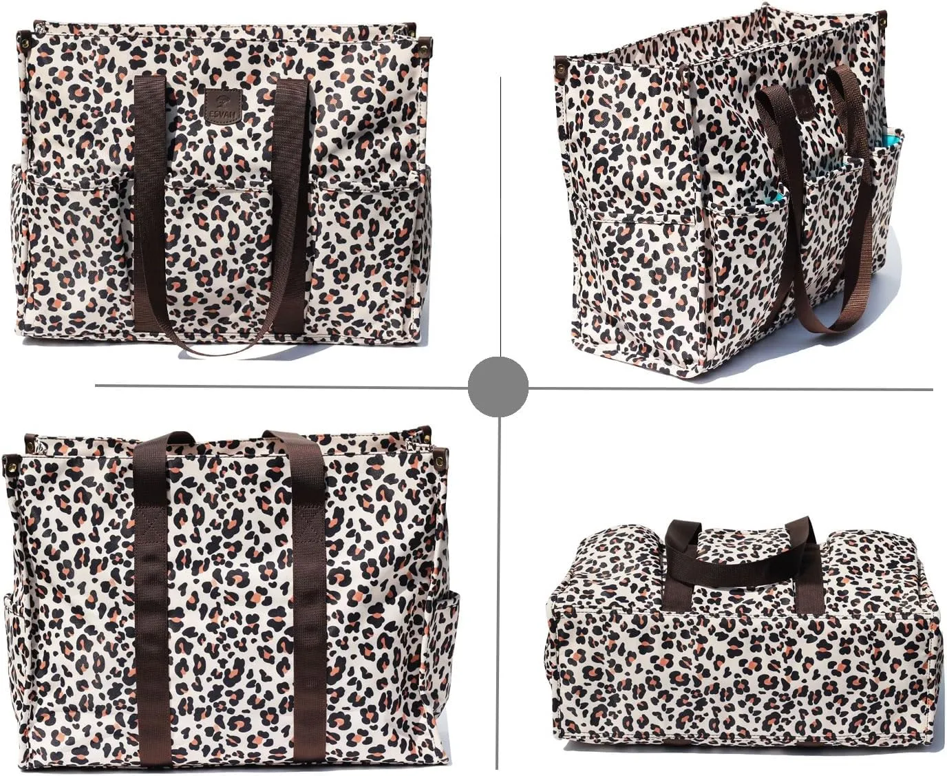 ESVAN Utility Tote Bag with Zip Top Waterproof Teacher Tote Bag for Teacher Work Women Beach