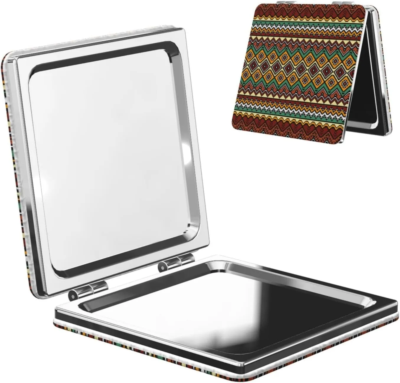 Ethnic Aztec Bright Abstract Boho Women Small Pocket Mirror Travel Cosmetic Mirror Folding Handheld Makeup Mirror