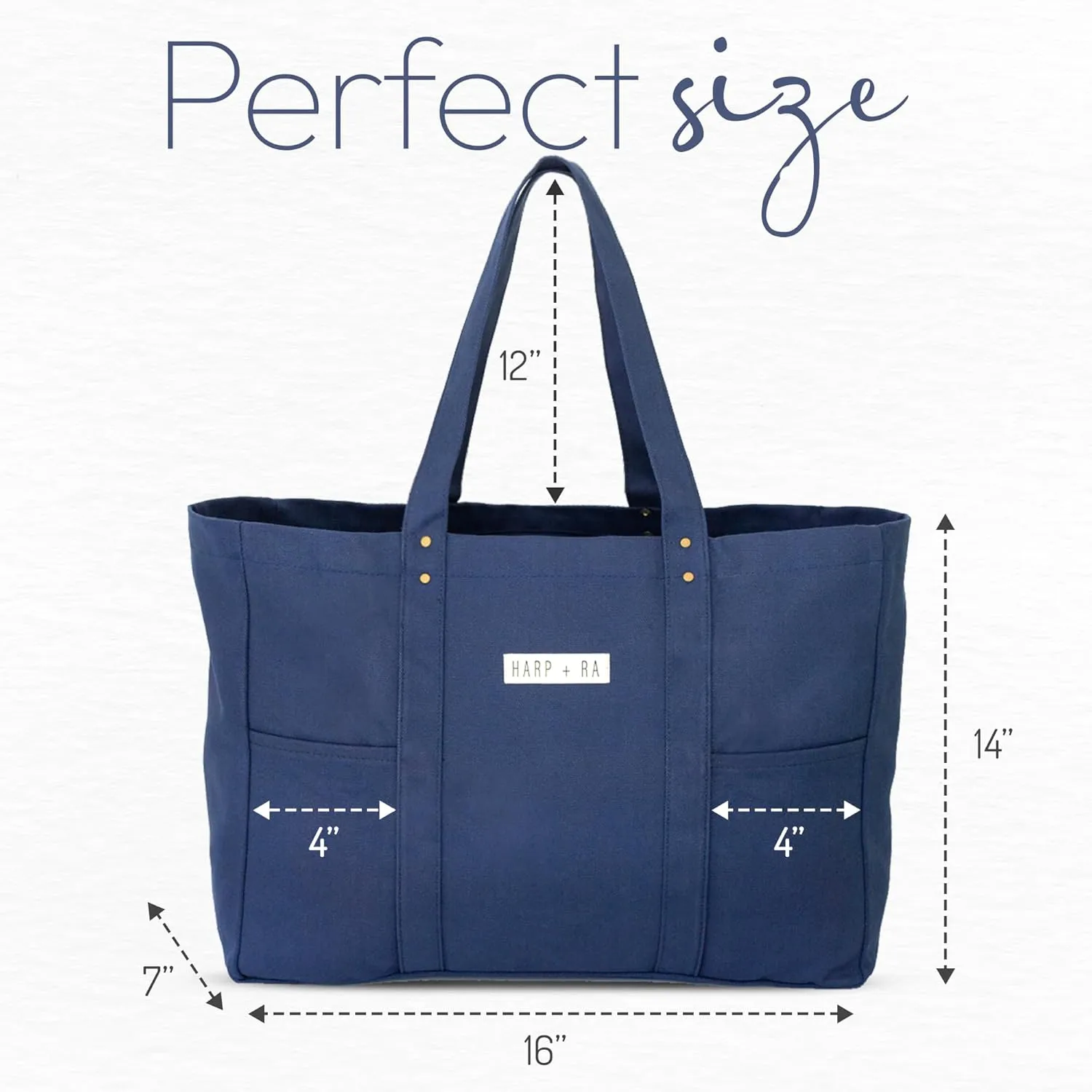 Extra Large Canvas Tote Bag - Utility with 2 Front Pockets and Laptop Sleeve, heavy duty everyday tote
