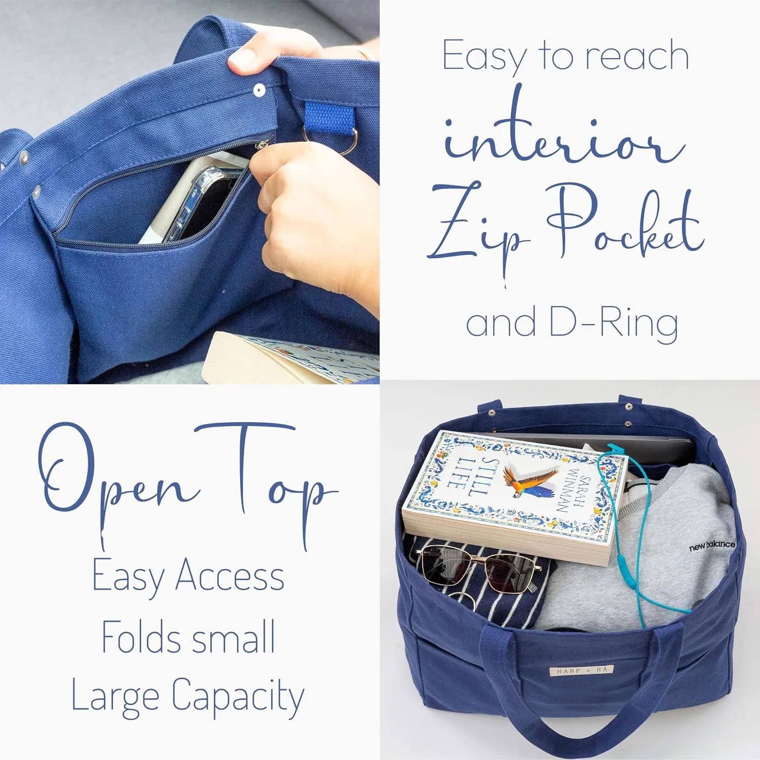Extra Large Canvas Tote Bag - Utility with 2 Front Pockets and Laptop Sleeve, heavy duty everyday tote
