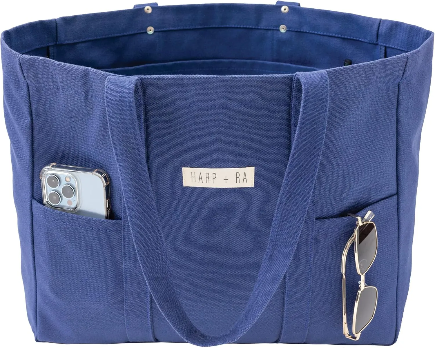 Extra Large Canvas Tote Bag - Utility with 2 Front Pockets and Laptop Sleeve, heavy duty everyday tote