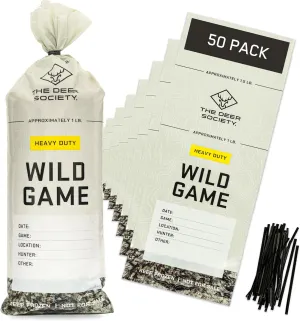 Extra Thick Wild Game Bags for Freezer Storage [50 pk ] | Extra Strong | 2.6 Mil Thickness | Meat Bags For Ground Meat | Deer Society | Illusion Outdoor Systems | Protect Your Game Meat