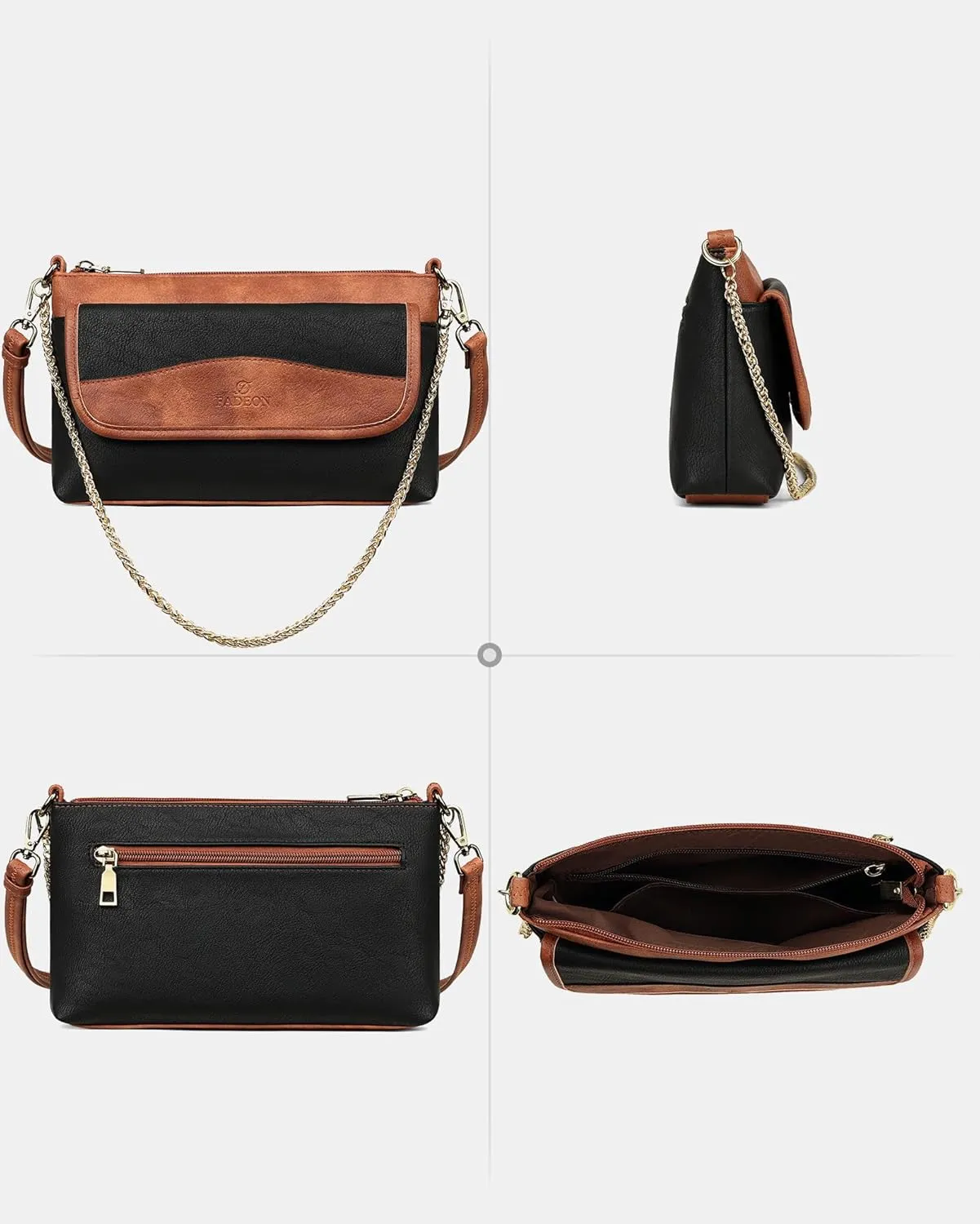 FADEON Wristlet Clutch Purses for Women,Vegan Leather Crossbody Bags Designer Women Wallet Purse with Chain Strap