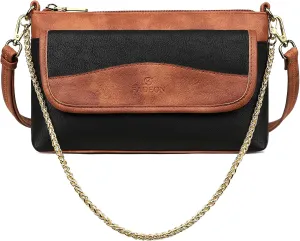 FADEON Wristlet Clutch Purses for Women,Vegan Leather Crossbody Bags Designer Women Wallet Purse with Chain Strap