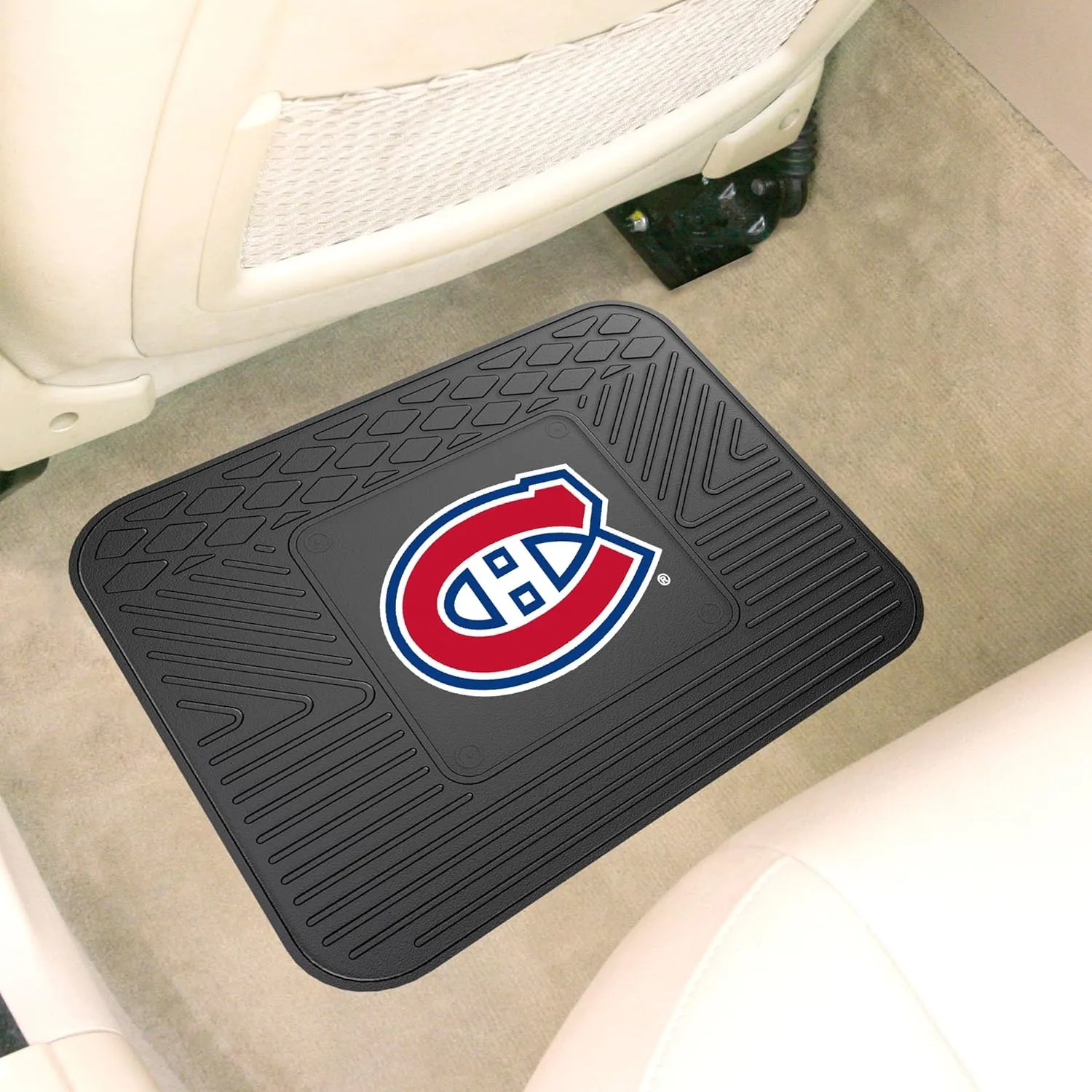 FANMATS 10772 Montreal Canadiens Back Row Utility Car Mat - 1 Piece - 14in. x 17in., All Weather Protection, Universal Fit, Molded Team Logo