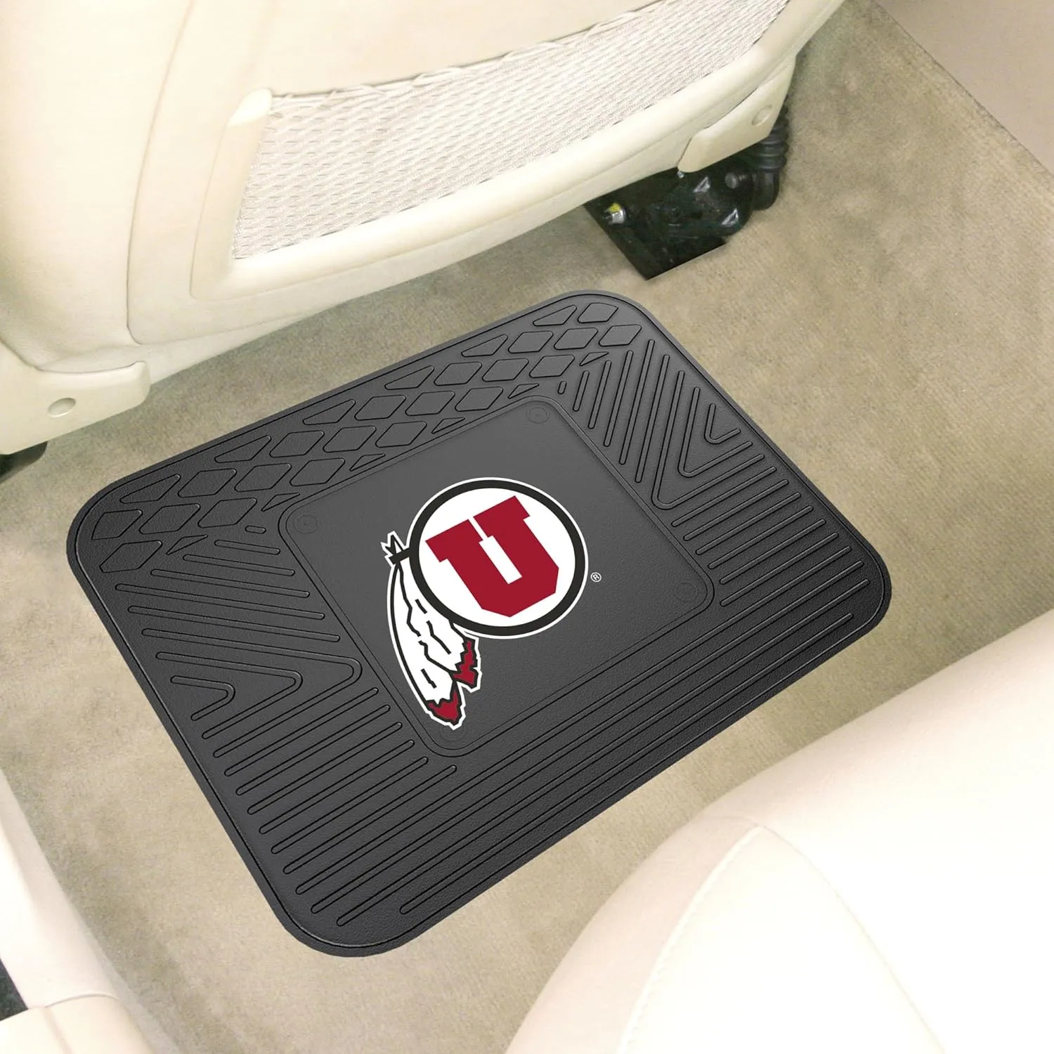 FANMATS 11389 Utah Utes Back Row Utility Car Mat - 1 Piece - 14in. x 17in., All Weather Protection, Universal Fit, Molded Team Logo