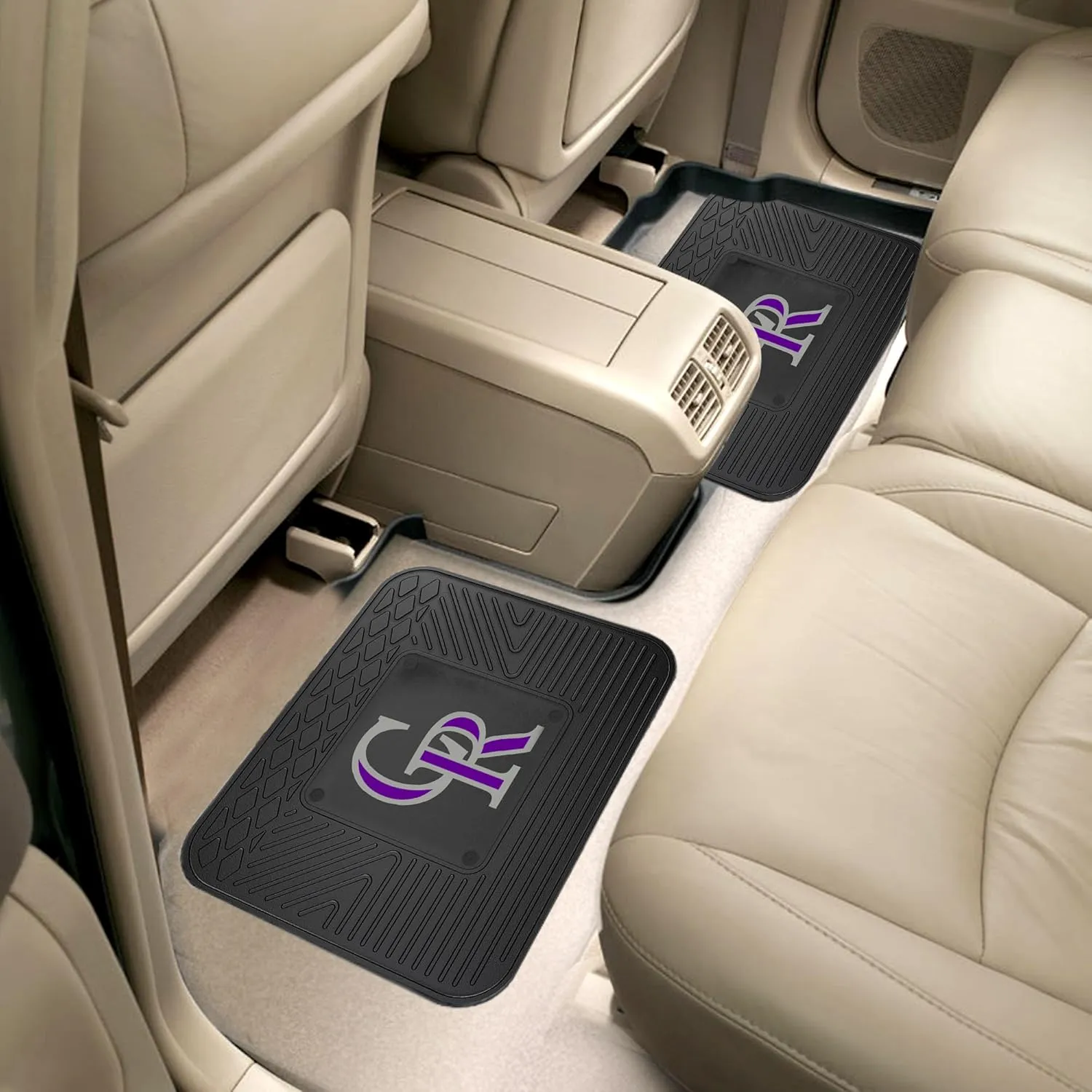 FANMATS 12331 MLB Colorado Rockies Back Row Utility Car Mats - 2 Piece Set, 14in. x 17in., All Weather Protection, Universal Fit, Deep Resevoir Design, Molded Team Logo