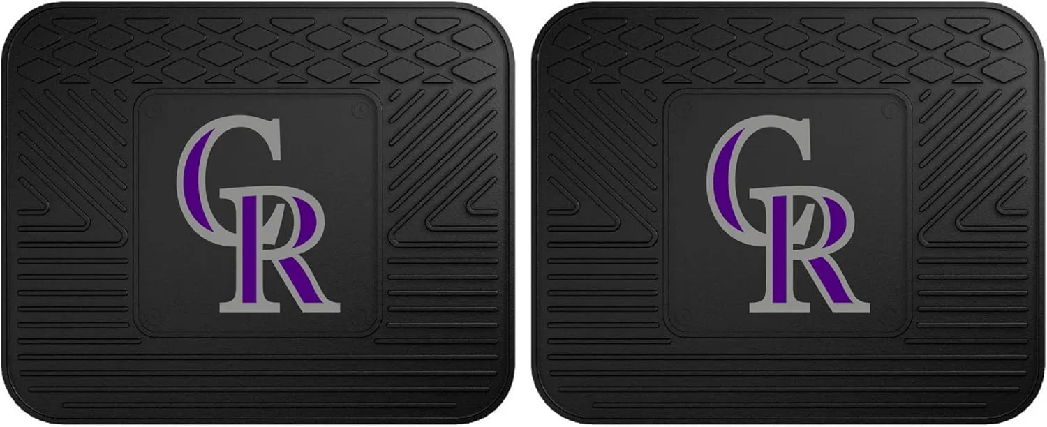 FANMATS 12331 MLB Colorado Rockies Back Row Utility Car Mats - 2 Piece Set, 14in. x 17in., All Weather Protection, Universal Fit, Deep Resevoir Design, Molded Team Logo
