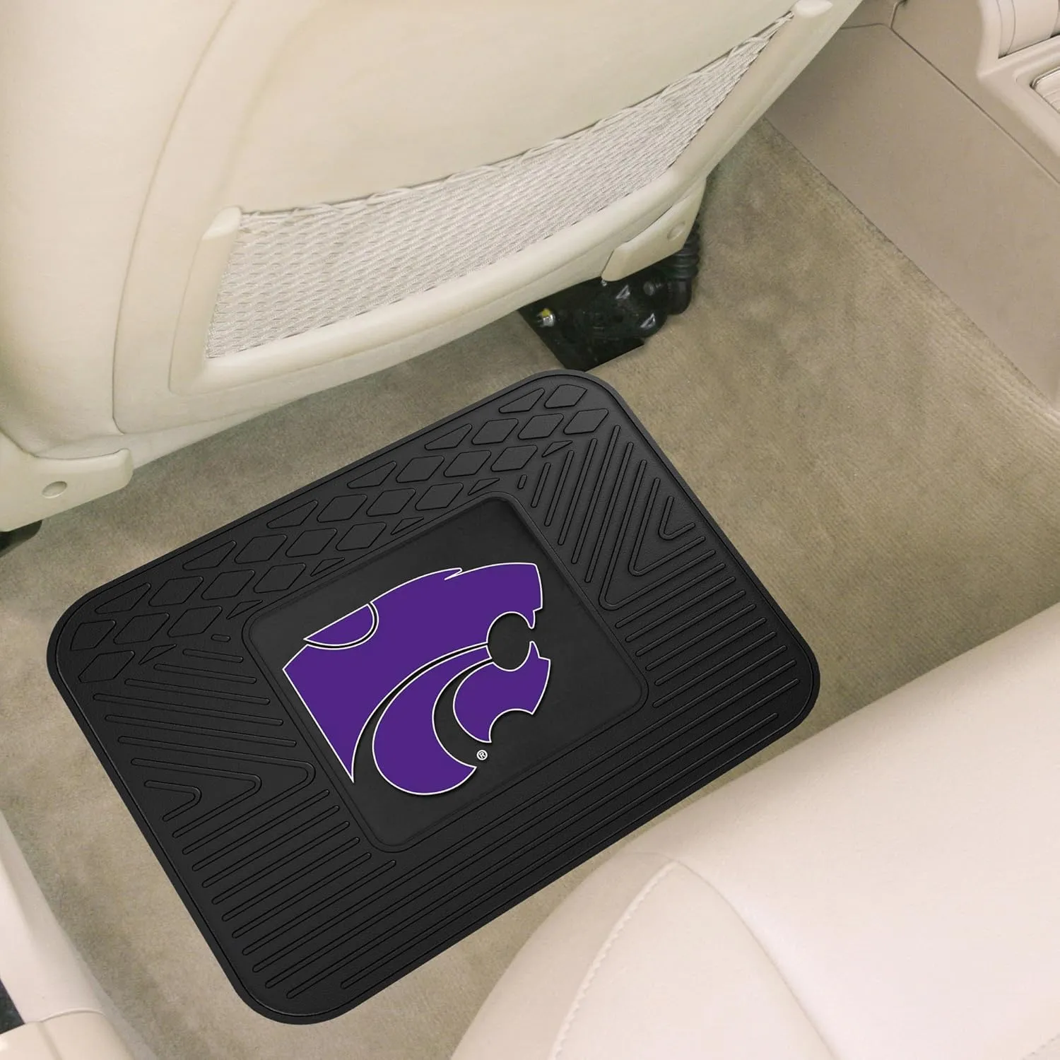 FANMATS 12764 Kansas State Wildcats Back Row Utility Car Mat - 1 Piece - 14in. x 17in., All Weather Protection, Universal Fit, Molded Team Logo