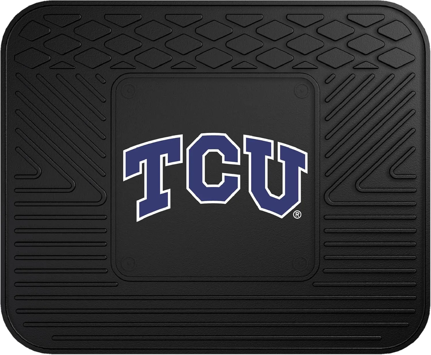 FANMATS 13008 TCU Horned Frogs Back Row Utility Car Mat - 1 Piece - 14in. x 17in., All Weather Protection, Universal Fit, Molded Team Logo