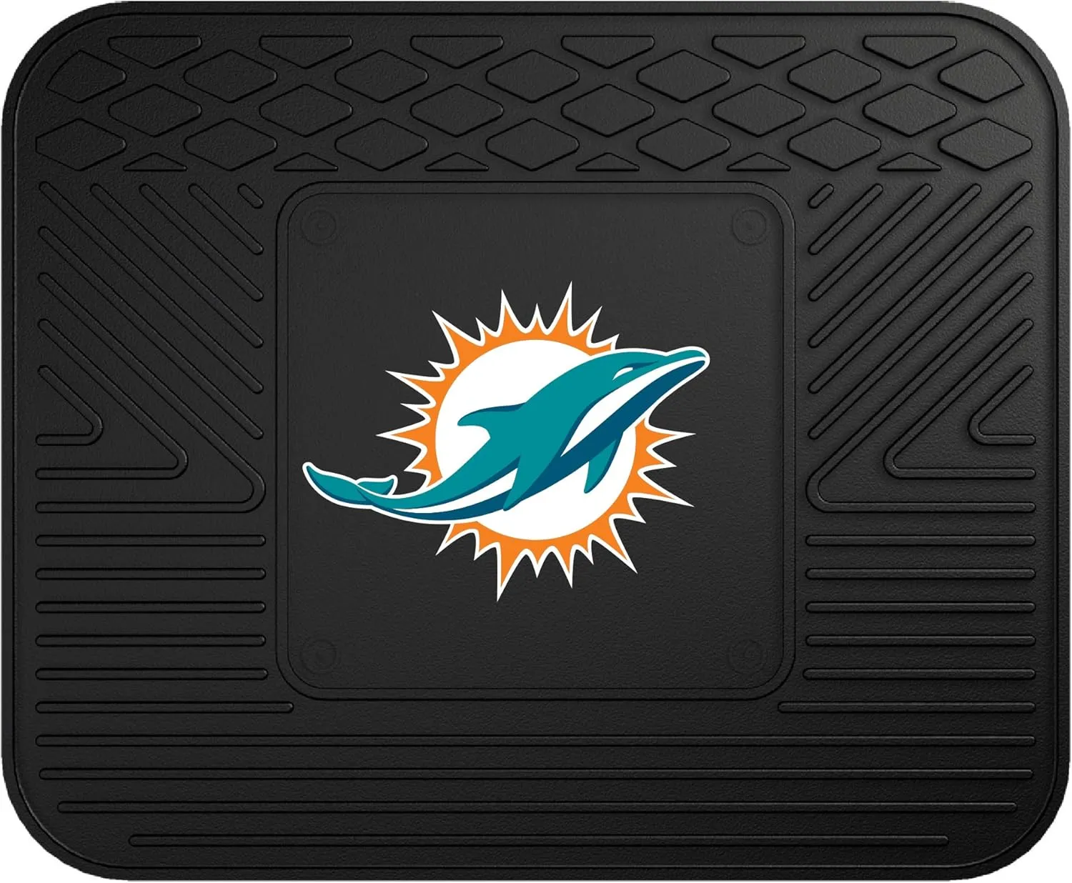 FANMATS 9989 Miami Dolphins Back Row Utility Car Mat - 1 Piece - 14in. x 17in., All Weather Protection, Universal Fit, Molded Team Logo