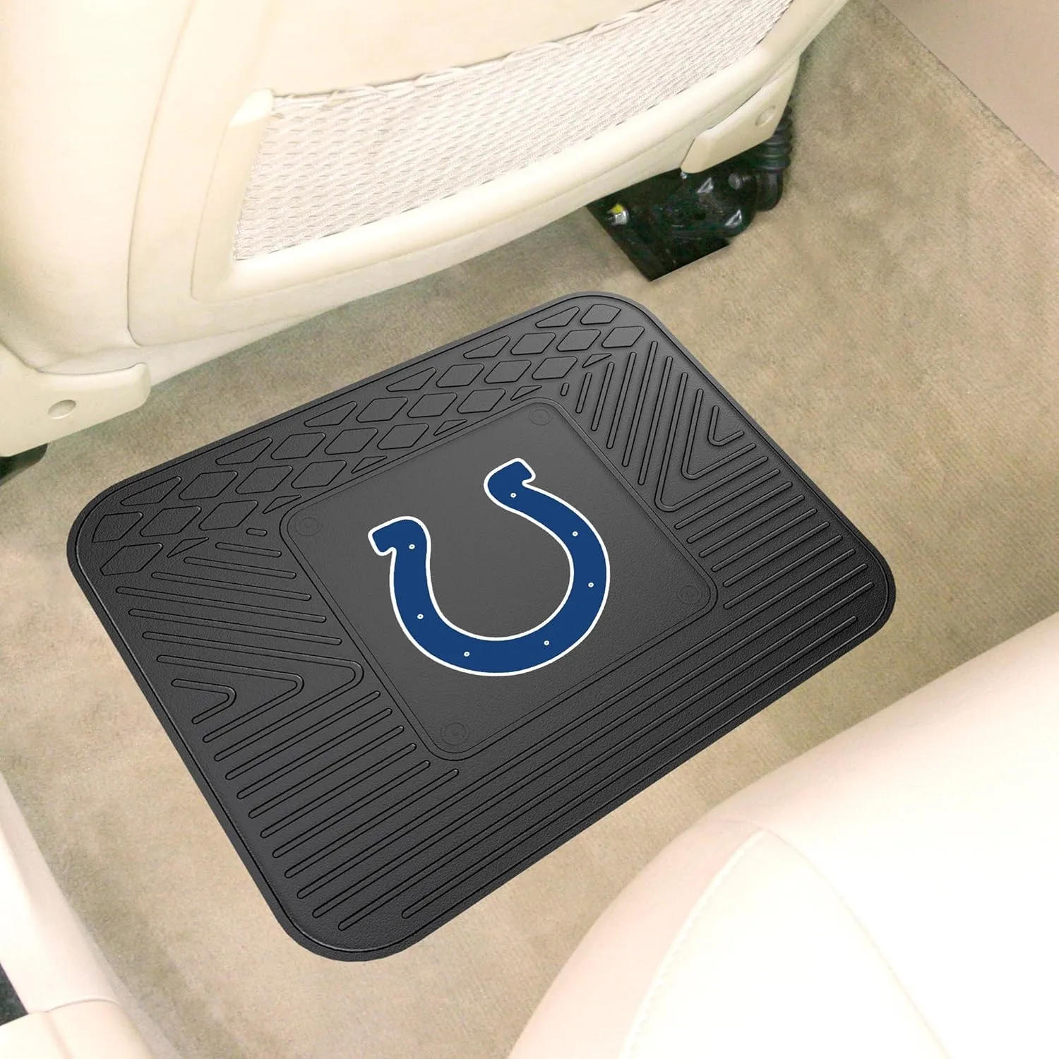 FANMATS 9990 Indianapolis Colts Back Row Utility Car Mat - 1 Piece - 14in. x 17in., All Weather Protection, Universal Fit, Molded Team Logo