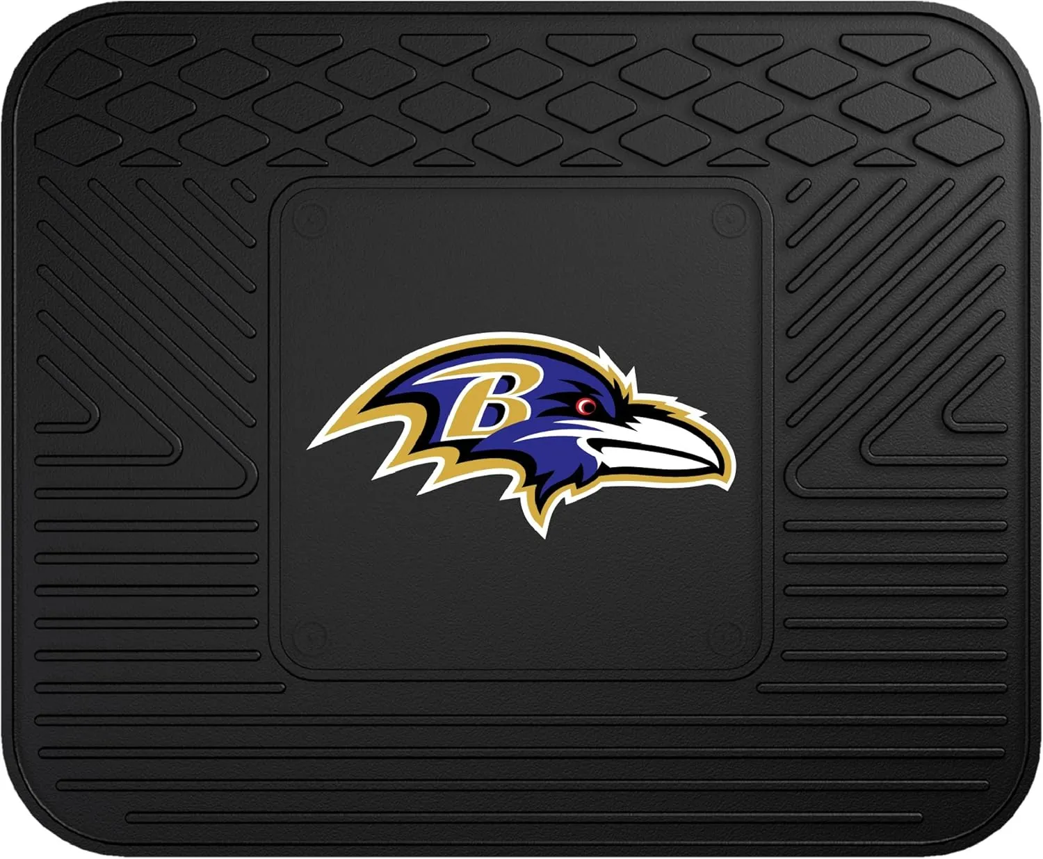 FANMATS 9995 Baltimore Ravens Back Row Utility Car Mat - 1 Piece - 14in. x 17in., All Weather Protection, Universal Fit, Molded Team Logo