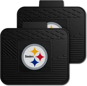 FANMATS NFL - Pittsburgh Steelers 2 Rear Seat Utility Mats | Black | 14"x17" | Circular Steelers Primary Logo