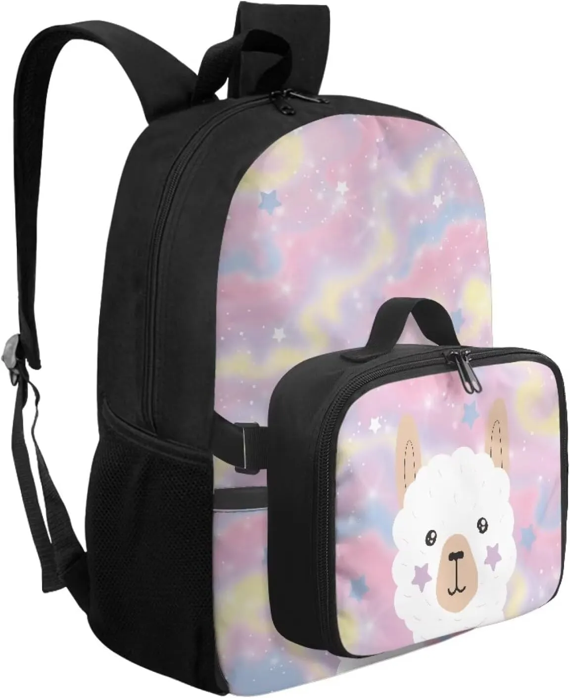 Fantasy Alpaca 6Th Grade Backpack for KIds 17 Inch Backpack for Girls Ideal for Students Go To School Extracurricular Activities