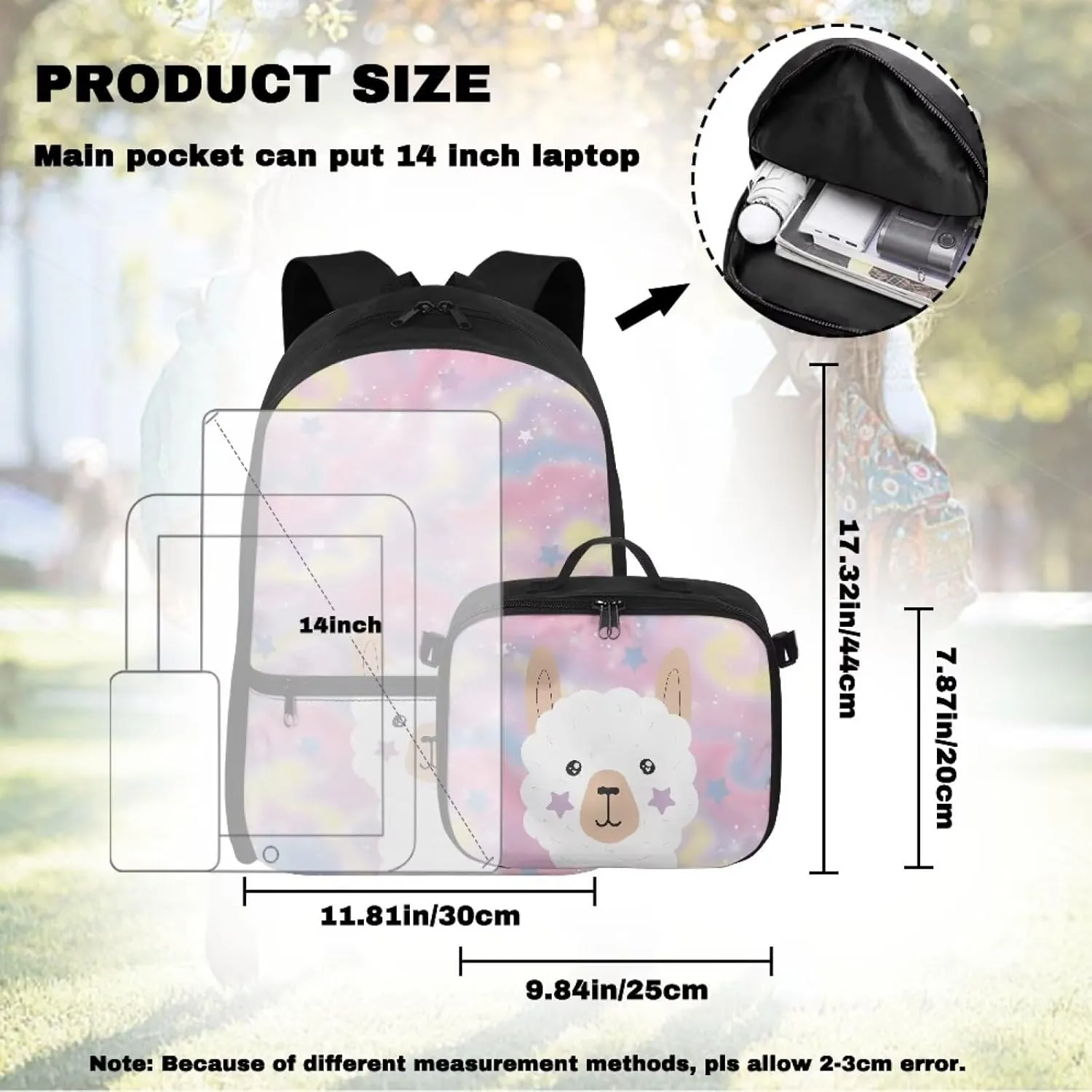 Fantasy Alpaca 6Th Grade Backpack for KIds 17 Inch Backpack for Girls Ideal for Students Go To School Extracurricular Activities