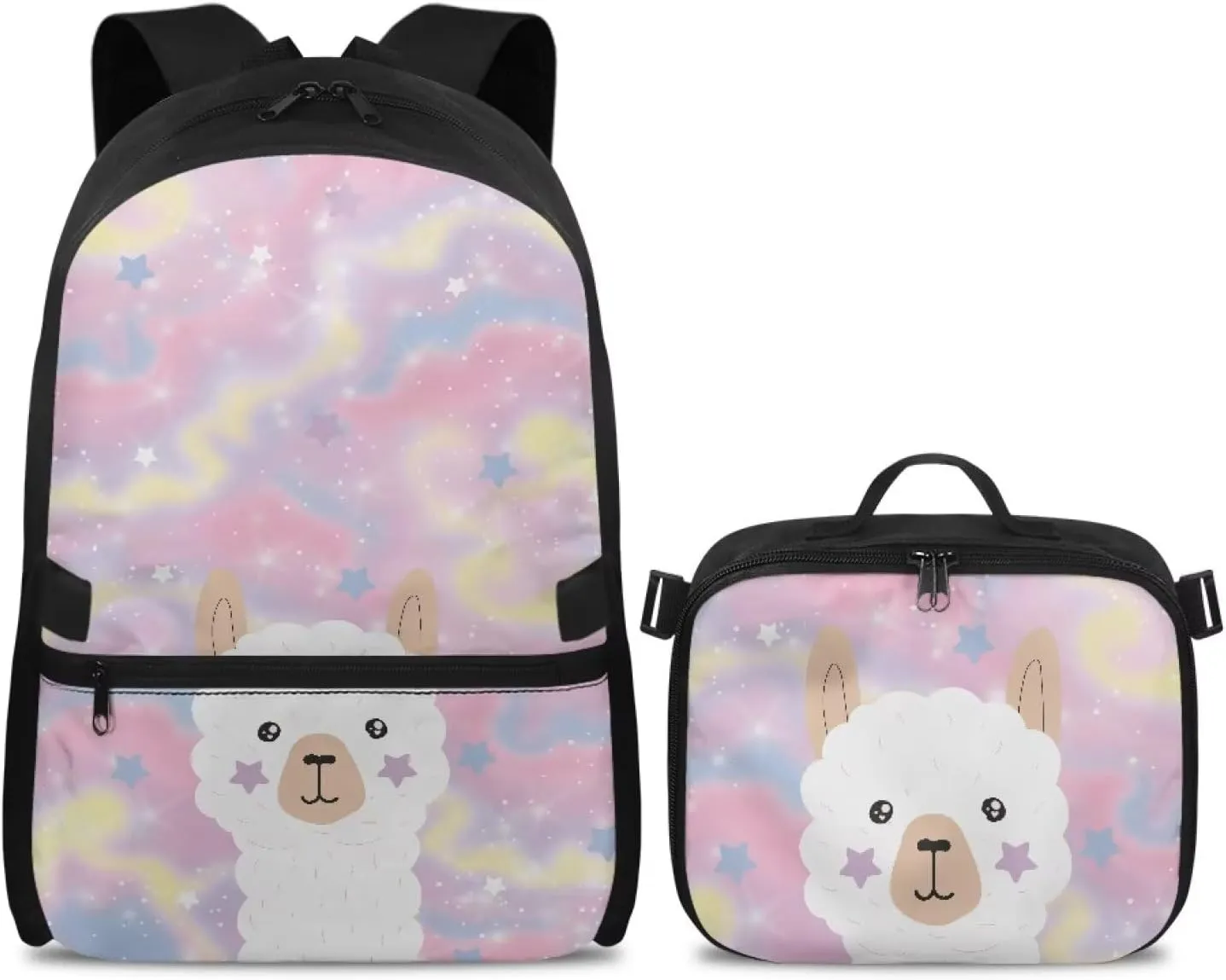 Fantasy Alpaca 6Th Grade Backpack for KIds 17 Inch Backpack for Girls Ideal for Students Go To School Extracurricular Activities