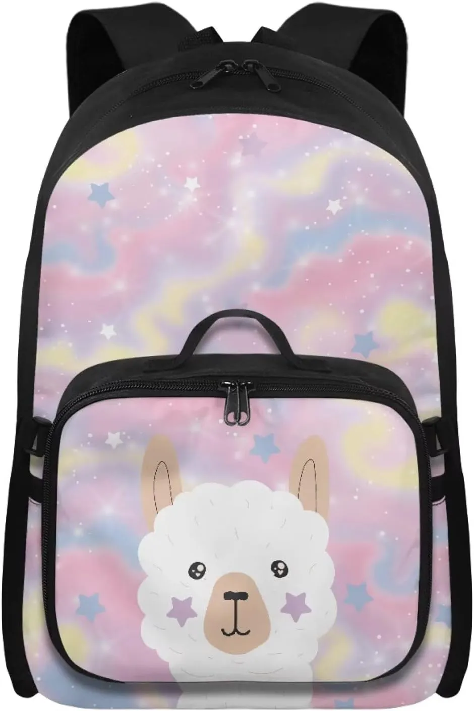 Fantasy Alpaca 6Th Grade Backpack for KIds 17 Inch Backpack for Girls Ideal for Students Go To School Extracurricular Activities