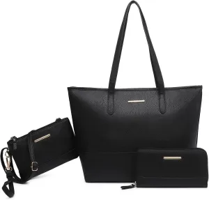 Fashion Handbags and Purses for Women Large Work Tote Bag Top Handle Satchel Shoulder Bag 3pcs Hobo Purse Set