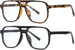 Fashion Square Glasses for Women Men Retro Square Aviator 90s Blue Light Blocking Glasses Computer Eyewear