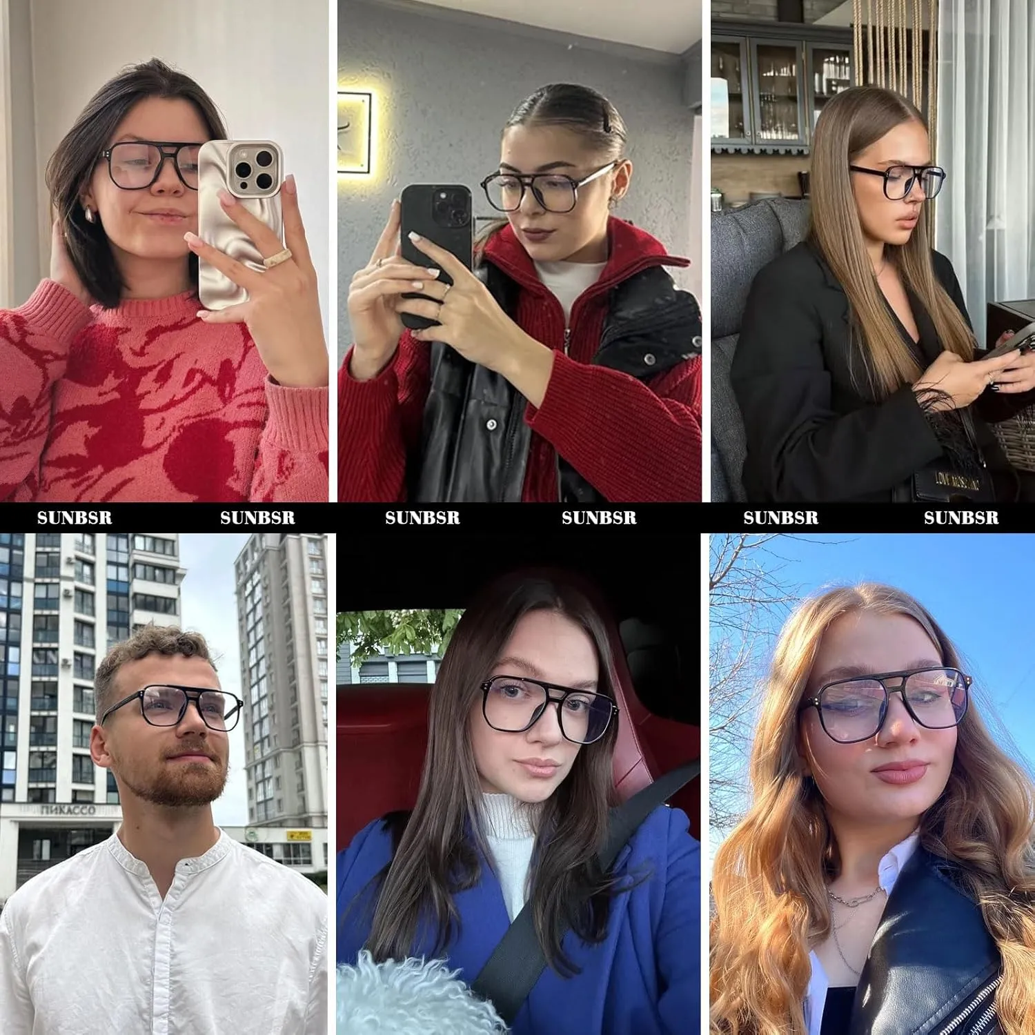 Fashion Square Glasses for Women Men Retro Square Aviator 90s Blue Light Blocking Glasses Computer Eyewear