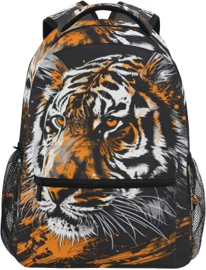 Fiercely Tiger School backpack for Boys Girls, Elementary School Bookbag Travel Bag Laptop Daypack with Name Tag