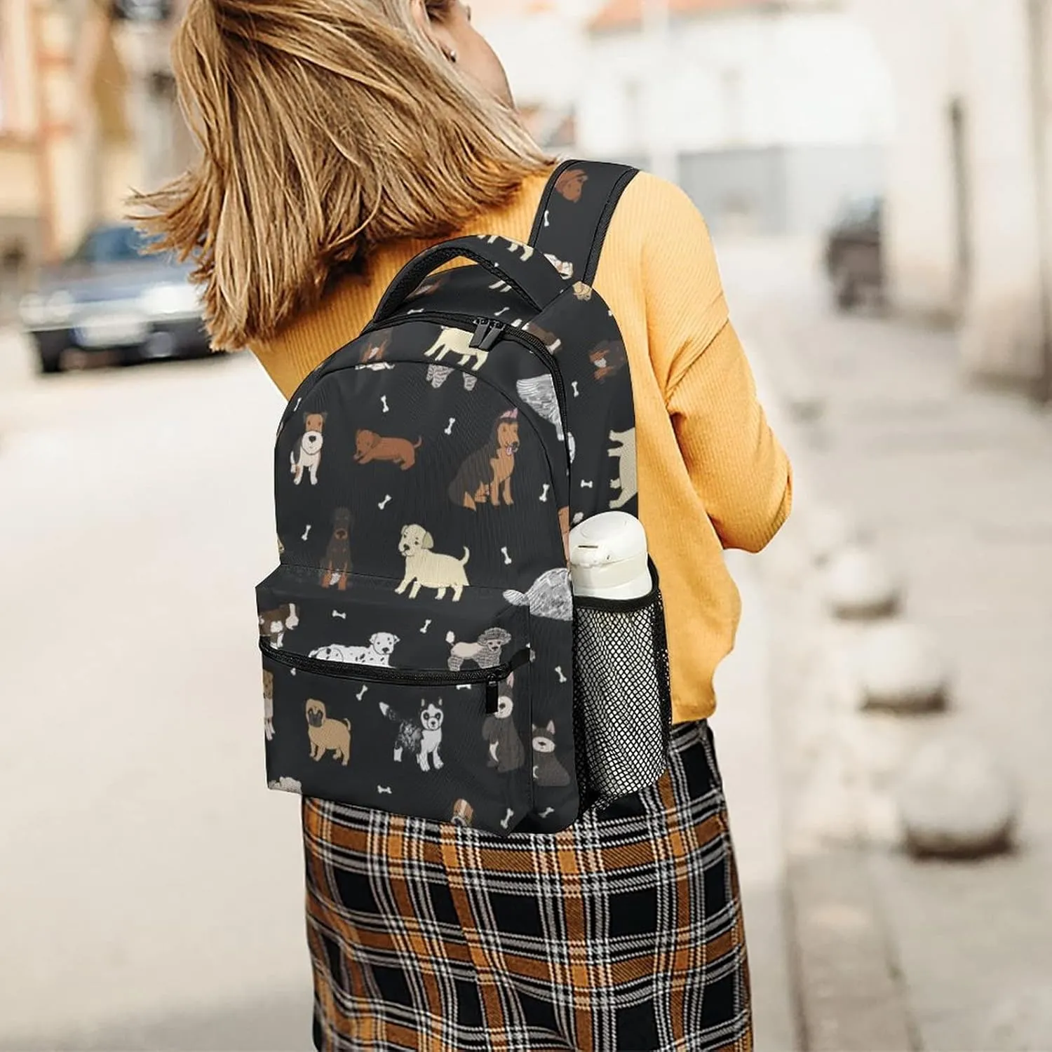 Fiokroo Puppy Dogs Cute Animals Backpack School Bag For Students Teens Men Women Laptop Backpacks Travel Daypack With Multiple Pockets Cute Dogs（black）