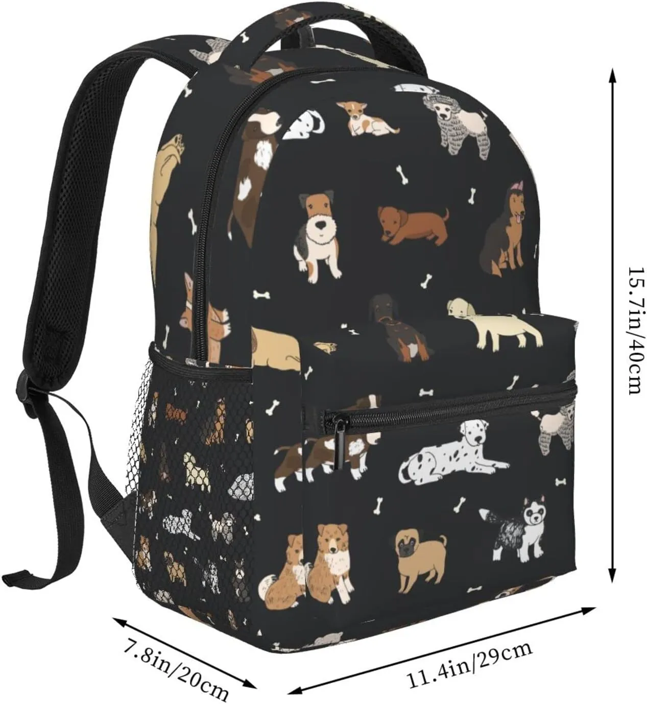 Fiokroo Puppy Dogs Cute Animals Backpack School Bag For Students Teens Men Women Laptop Backpacks Travel Daypack With Multiple Pockets Cute Dogs（black）