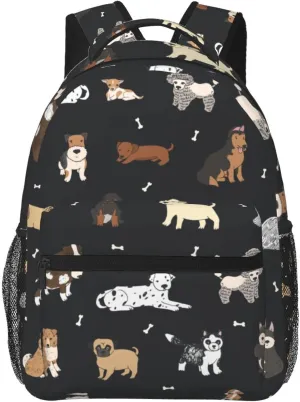 Fiokroo Puppy Dogs Cute Animals Backpack School Bag For Students Teens Men Women Laptop Backpacks Travel Daypack With Multiple Pockets Cute Dogs（black）
