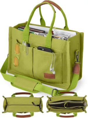 FIORETTO Canvas Tote Bag for Women with Zipper Closure & Individual Compartments for Work College for Teacher & Nurse