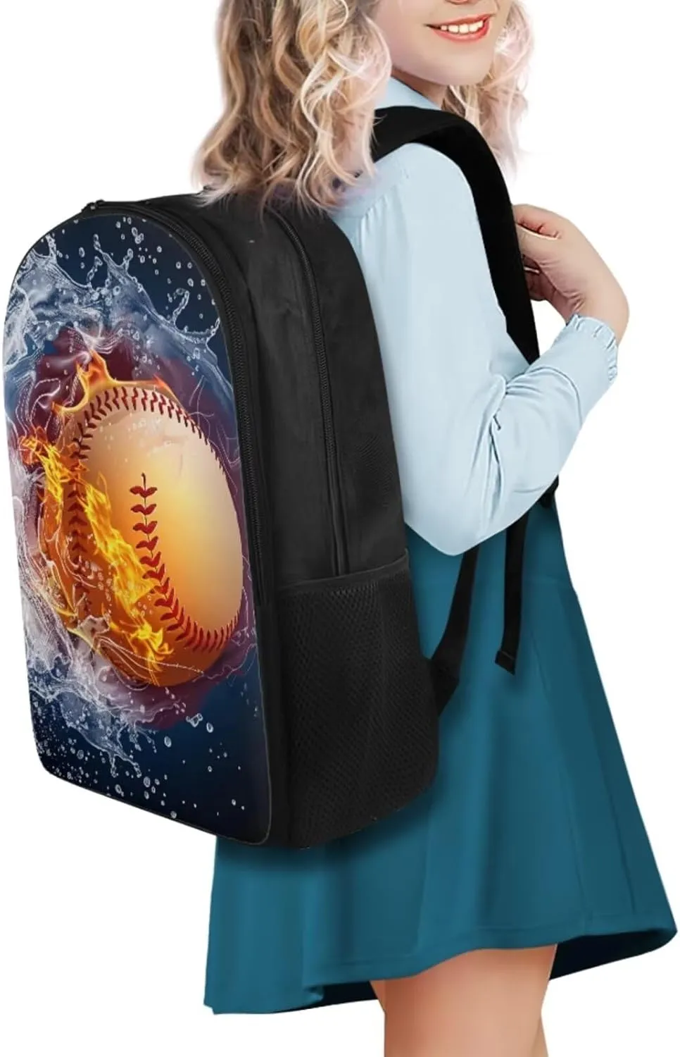 Fire Ball Backpack for Boys 6Th Grade Cute School Backpack for Girls 4th Grade Kawaii Casual Daypack for ELementary School Cute Kids Travel Handbag with Adjustable Strap