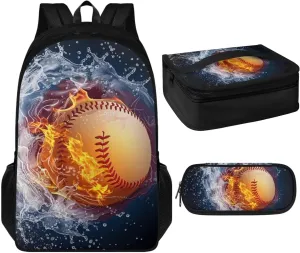 Fire Ball Backpack for Boys 6Th Grade Cute School Backpack for Girls 4th Grade Kawaii Casual Daypack for ELementary School Cute Kids Travel Handbag with Adjustable Strap