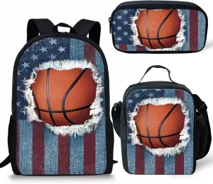 FKELYI 3pcs/set Kids School Bags Shoulder Backpack for Girls Boys Primary Schoolbags with Thermal Lunch Box Pencil Holder