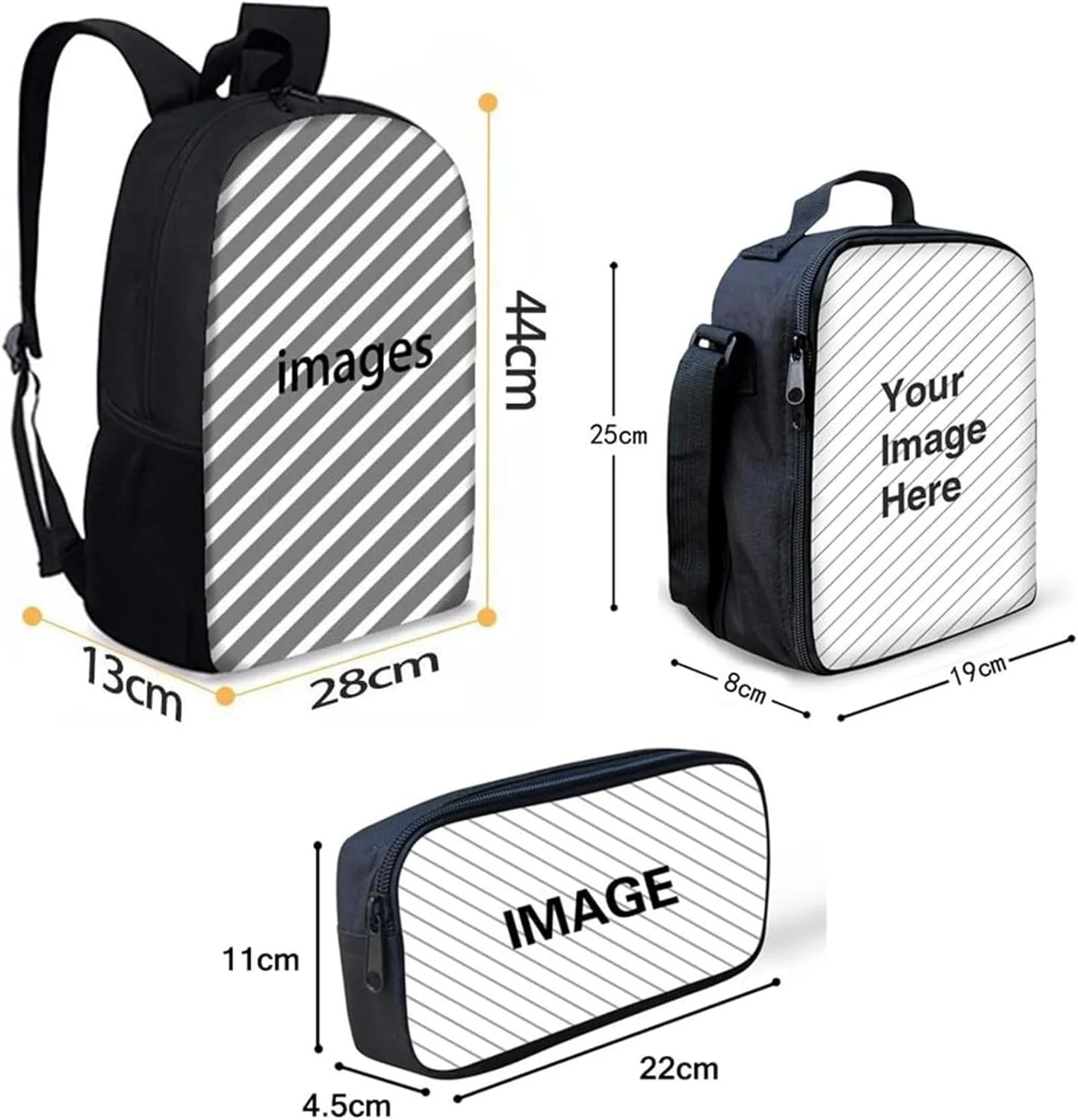 FKELYI 3pcs/set Kids School Bags Shoulder Backpack for Girls Boys Primary Schoolbags with Thermal Lunch Box Pencil Holder
