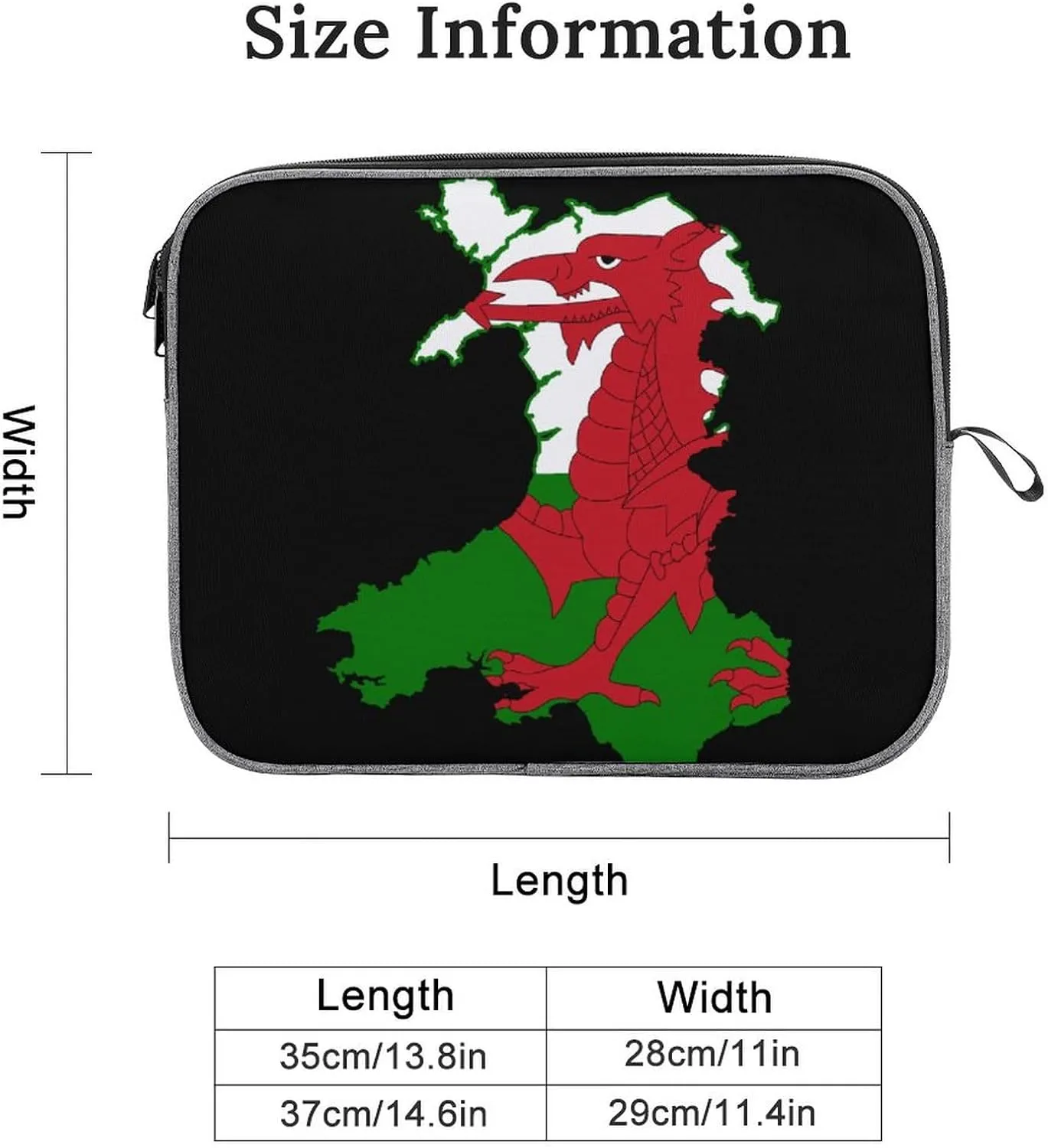Flag Map of Wales Laptop Bag Lightweight Laptop Sleeve Case Durable Briefcase Carrying Case for Men Women 14inch