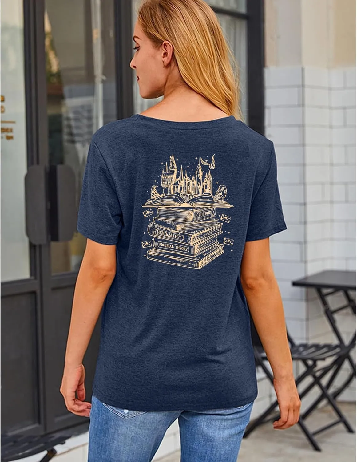Flourish and Blotts Shirt Magical Shirts for Women Book Tshirt Wizard Costume Clothes
