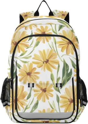 Flowers Yellow Green Book Bag Kids, Cool Kids Backpack, Big Boy Backpack