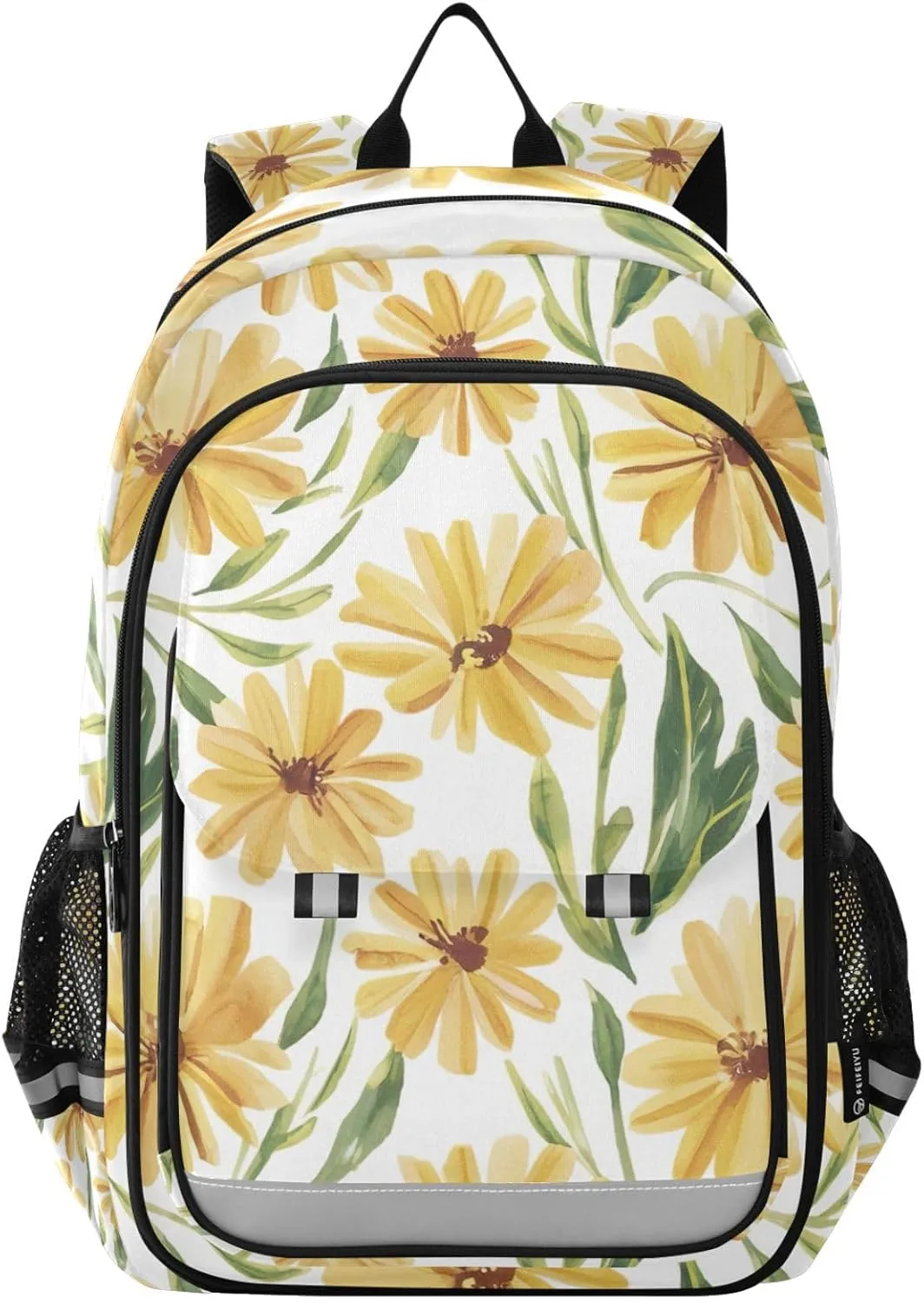 Flowers Yellow Green Book Bag Kids, Cool Kids Backpack, Big Boy Backpack