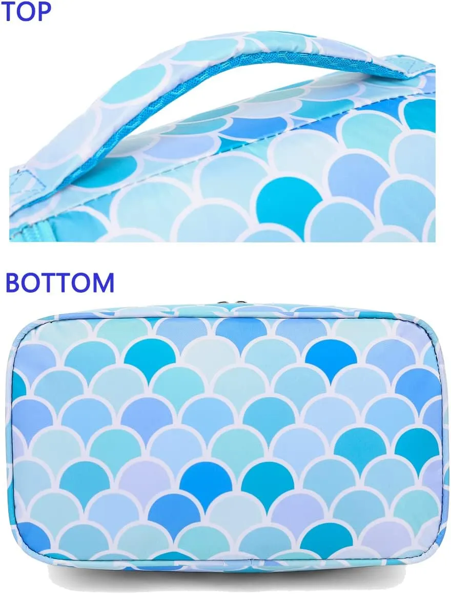 FlowFly Double Decker Cooler Insulated Lunch Bag Large Tote for Boys, Girls, Men, Women, With Adjustable Strap (Mermaid)